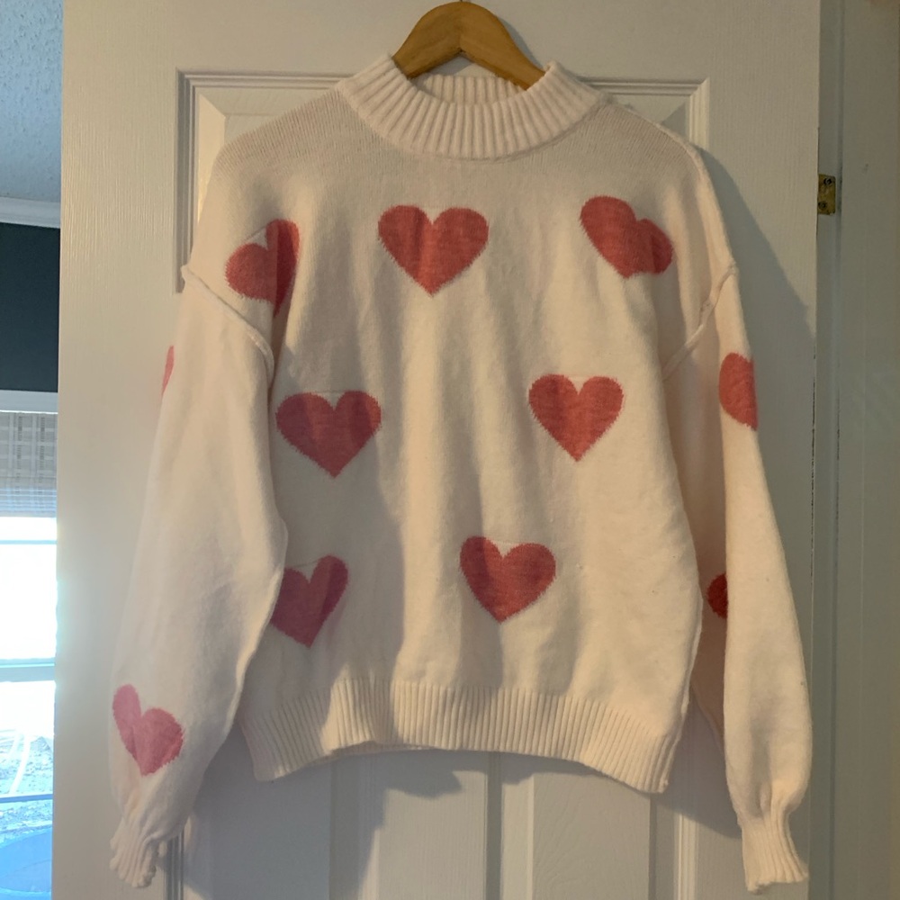 Soft Heart Print Sweater